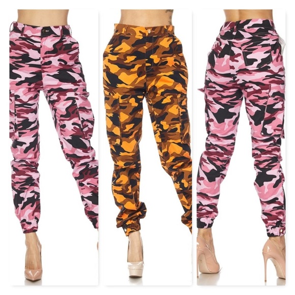 cargo pants camo orange